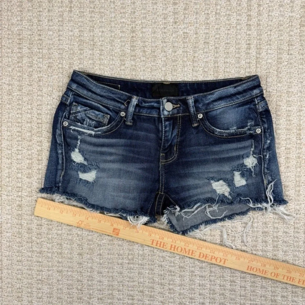 Buckle Black Womens Shorts 25 Denim Cutoff Low Rise Distressed‎ Y2K